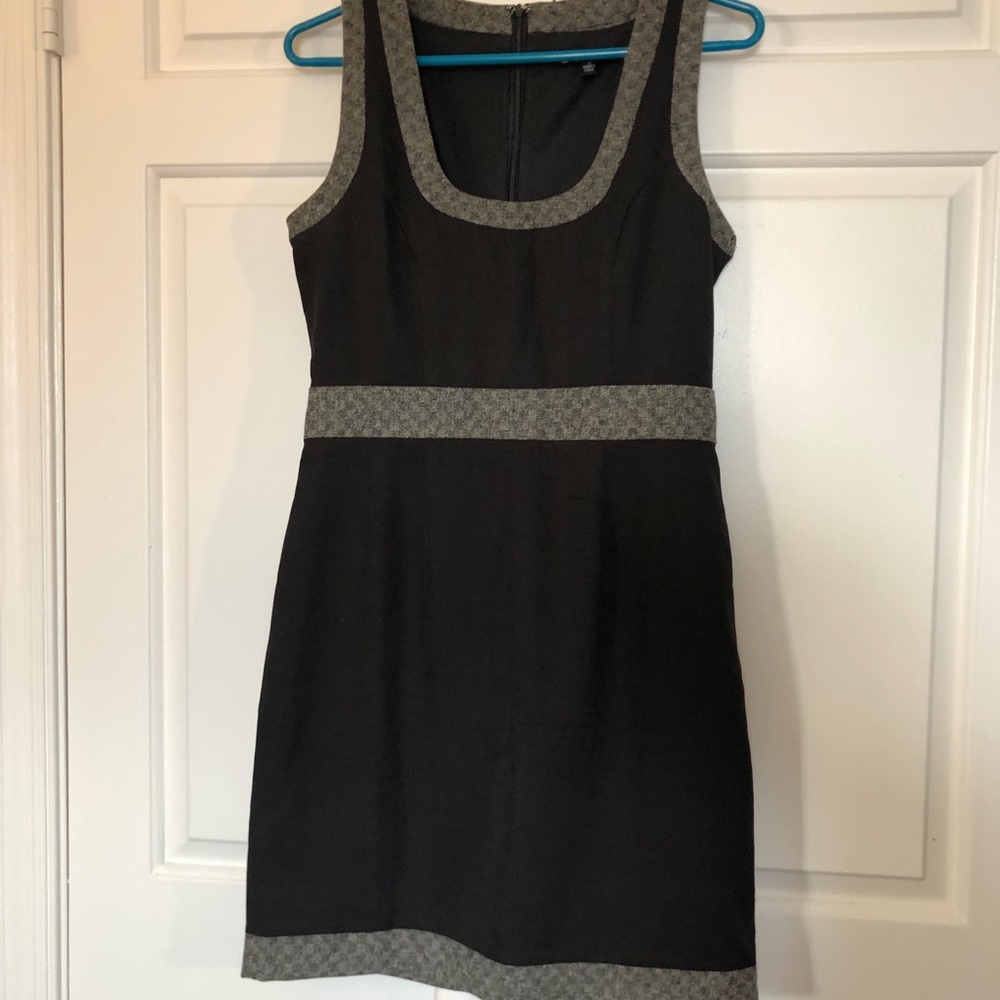 Little black dress with grey tweed trim, medium, C. Luce, LBD